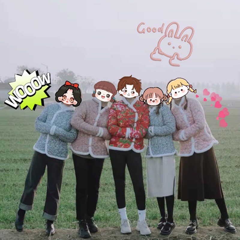时尚网红东北小碎花棉袄女新款中国风碎花棉袄加厚加绒结婚年轻图片