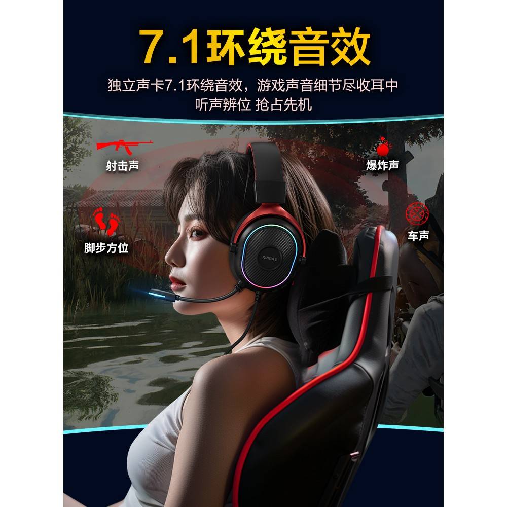 牧马用人47031电脑克耳头式线游竞机专7合有.耳麦US1B带麦戴风电