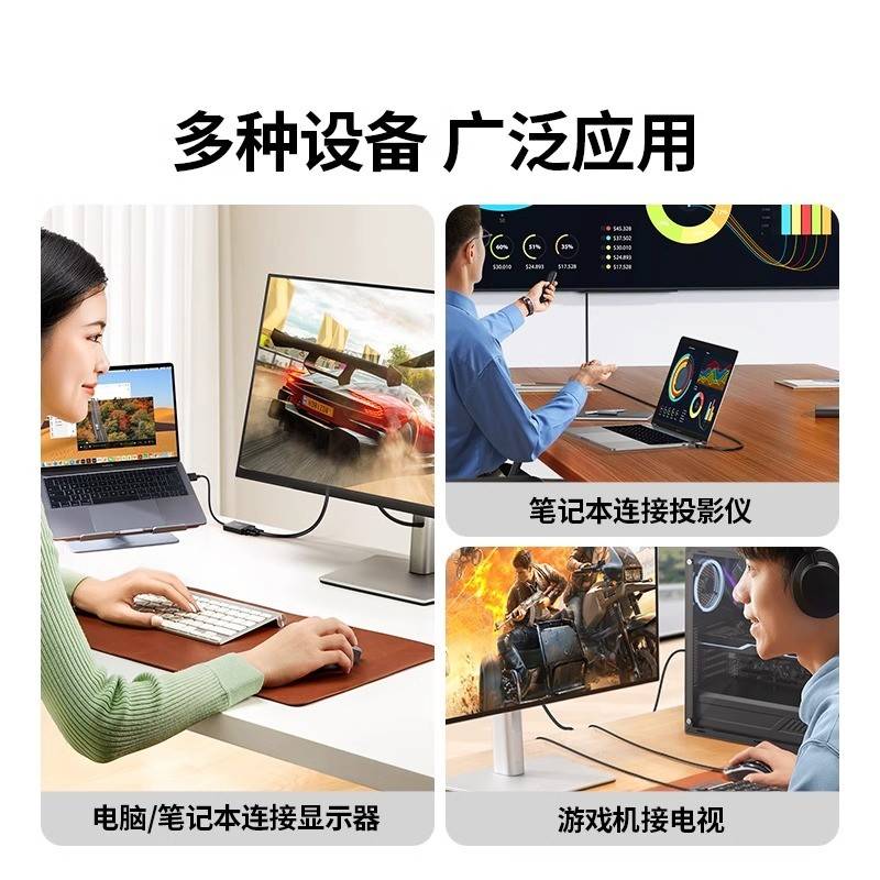 GOW接dm器i转ga画示v屏 画质接转线 线连显片器笔电外h转换+影高
