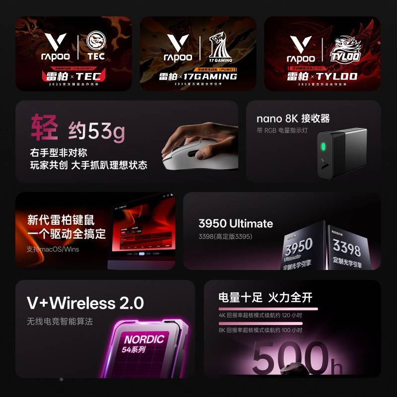 VT3 M雷5A无鼠标P电26093柏AW30轻量化双模专双8K人9体线工X学竞