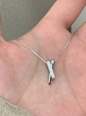 S925银新款未知数环环相扣项链百搭小众高级感气质交叉锁骨链