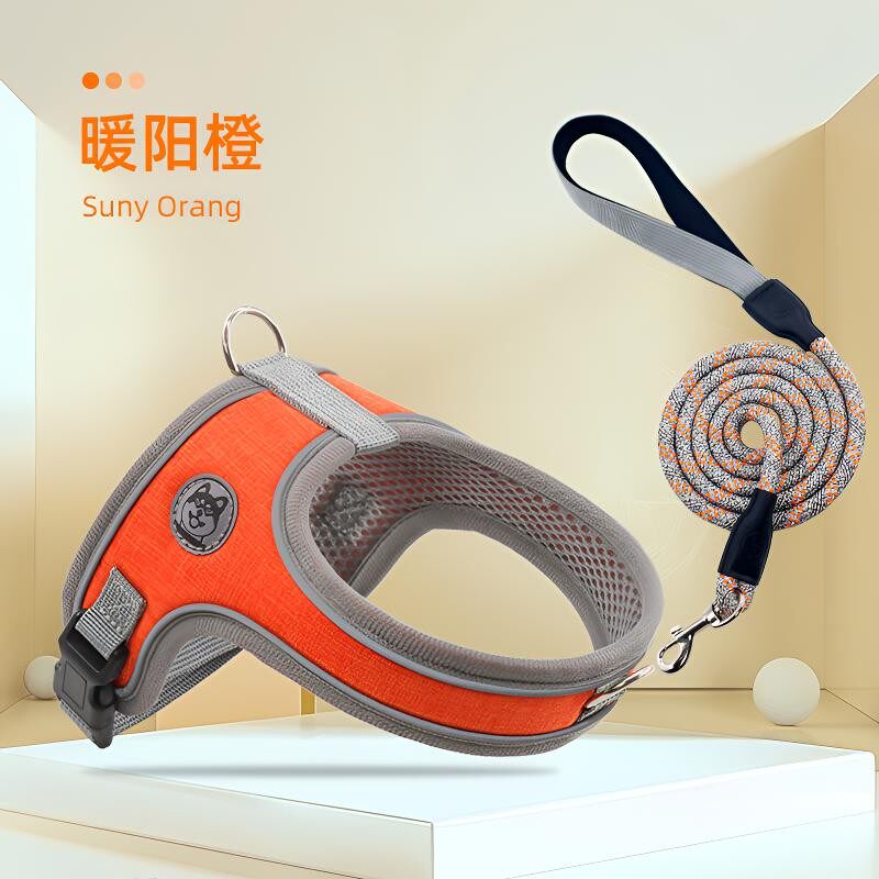 马鞍式防挣脱胸背四季狗牵引绳