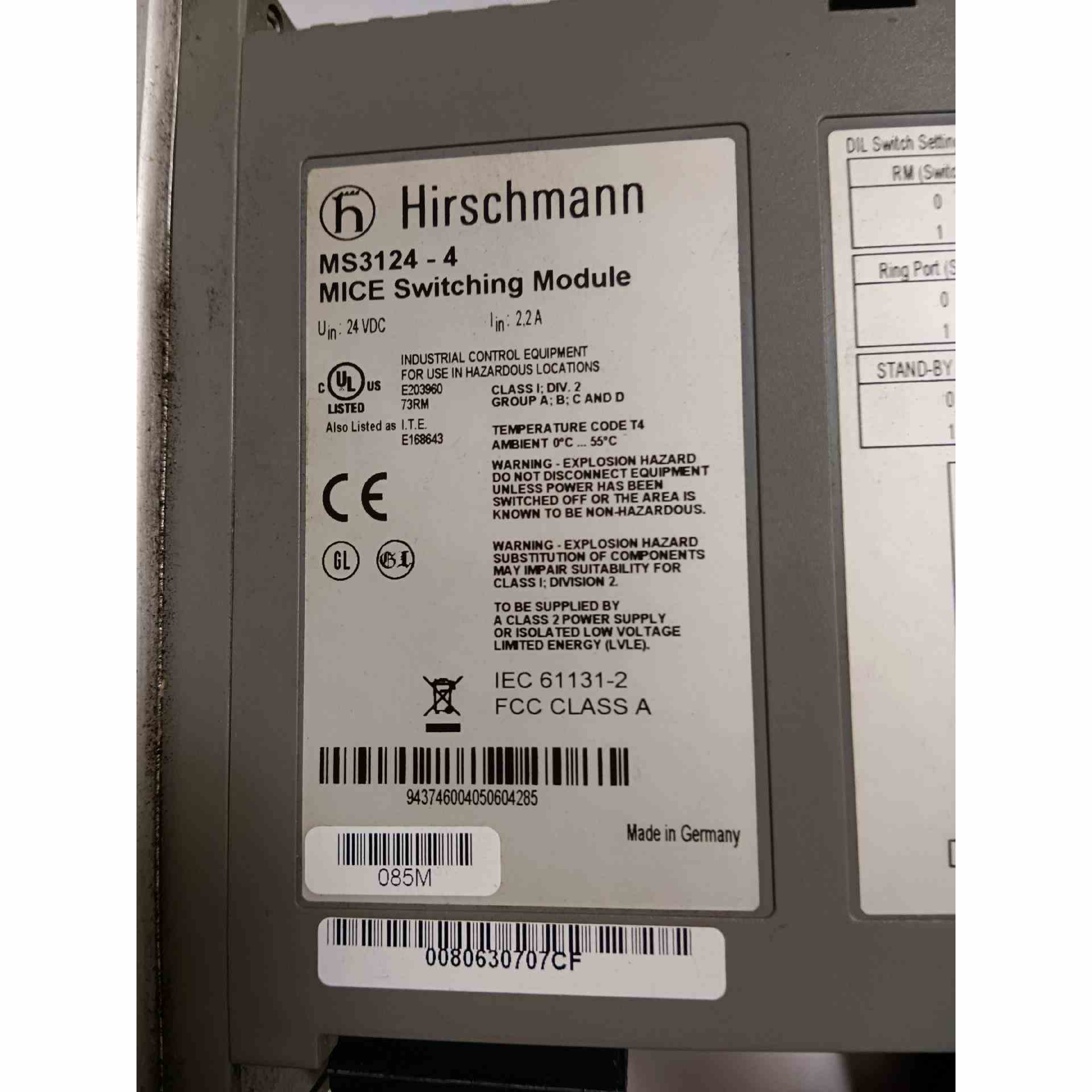 赫斯曼工业交换机MS3124-4，MM3-2FXM2/2TX，非实价