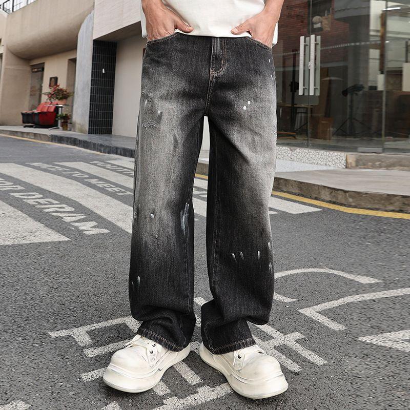 巴黎风美式复古黑色牛仔裤