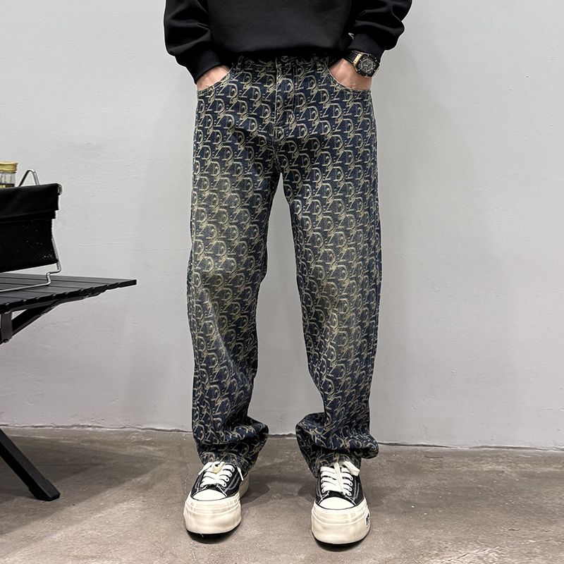 巴黎风潮牌美式复古牛仔裤