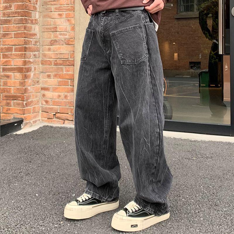 巴黎风同款黑灰色牛仔裤