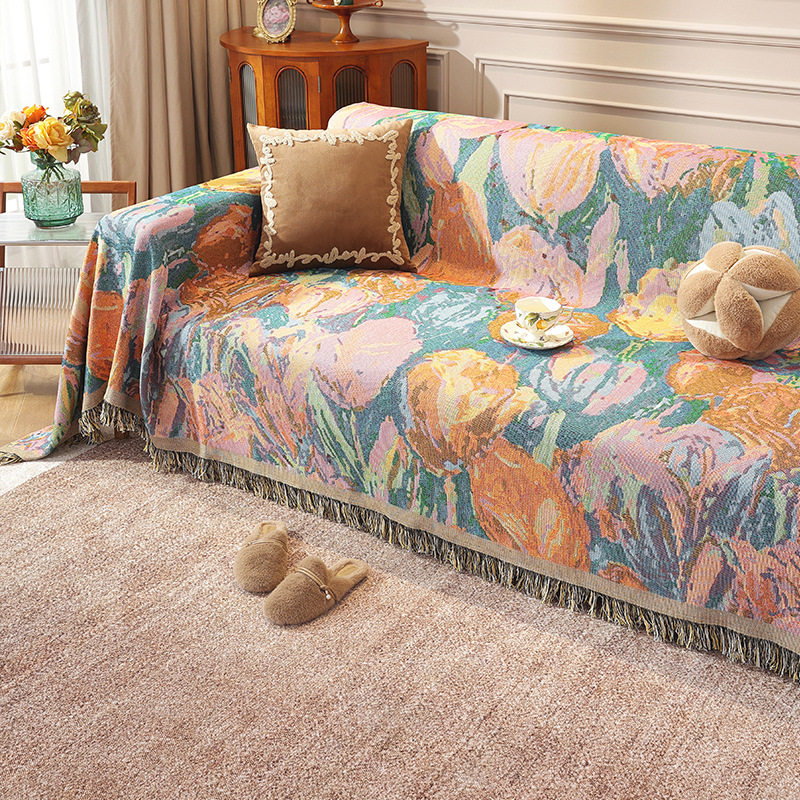 美式沙发巾复古轻奢高级沙发垫法式沙发盖布盖毯油画盖巾新款套罩,居家布艺,沙发垫,淘宝优惠券,粉丝福利购,淘宝优惠卷