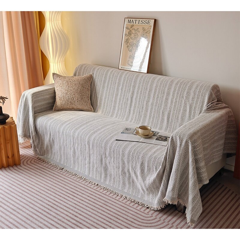2026新款鱼骨纹雪尼尔沙发巾沙发盖布四季通用全包坐垫套罩盖毯子
