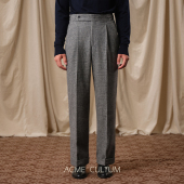 长裤 Acme 男正装 法兰绒亲王格单褶直筒西裤 cultum美利奴羊毛冬季