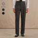 Acme 长裤 cultum绅士盔甲精纺羊毛人字纹高腰单褶直筒西裤 男正装