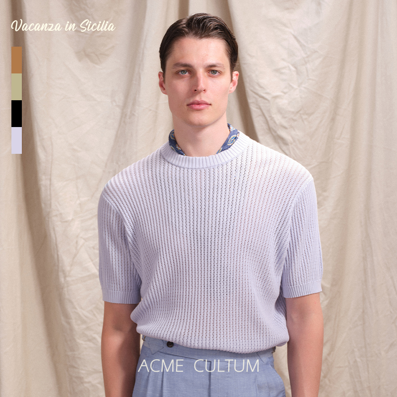 Acmecultum棉麻丝镂空挑孔t恤