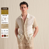 Acme 男T恤 老钱风polo衫 cultum棉麻镂空12针薄款 拼色针织翻领开衫