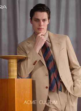 Acme cultum柞蚕丝羊毛松弛老钱意式半里西服套装男休闲西装外套