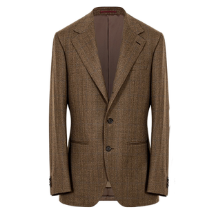 AC全羊毛半精纺冬季厚款半麻衬格纹定制西服男商务休闲西装单西