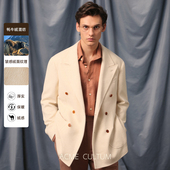 Acme cultum牦牛绒意式 双排扣无结构针织西服男肌理感夹克外套