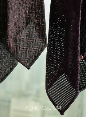 Acme cultum桑蚕丝针织镂空强捻手工三折领带8.5cm宽高级礼盒配饰