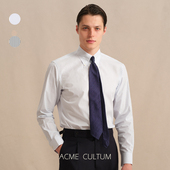 衬衫 Acme cultum桑蚕丝光泽感明扣尖领条纹易打理长袖 男商务衬衣