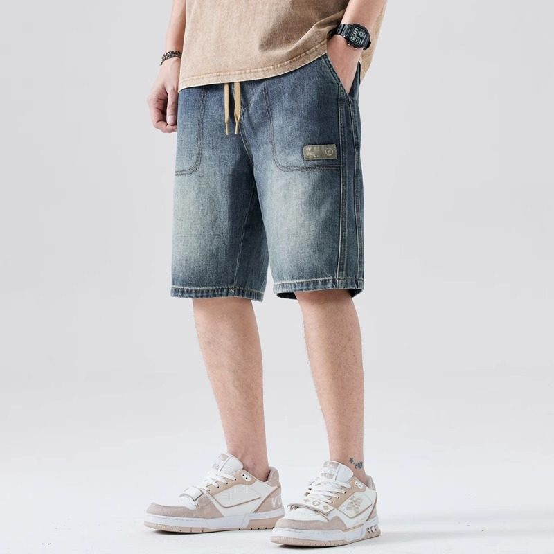 美式复古潮牌牛仔短裤男士五分裤宽松大码2025夏季新款直筒5分裤,男装,牛仔裤,淘宝优惠券,粉丝福利购,淘宝优惠卷