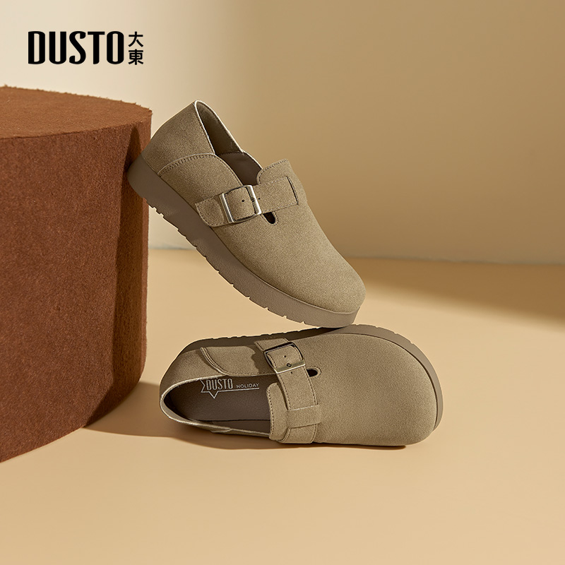 大东勃肯鞋女鞋2025秋季新款时尚简约百搭懒人一脚蹬魔术贴豆豆鞋