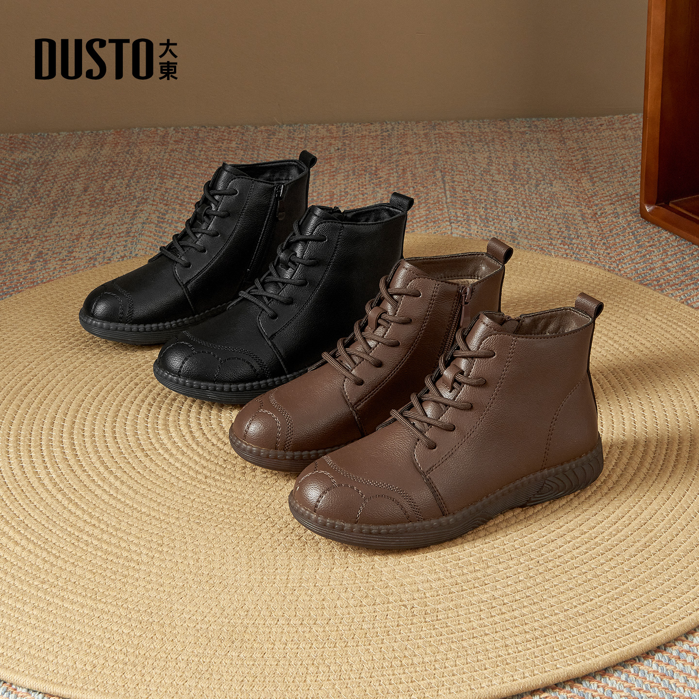 大东短靴子女2025新款秋季法式小裸靴复古妈妈鞋瘦瘦靴切西尔女靴