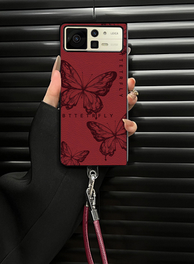 适用于小米MIXfold2手机壳保护套高级感红色蝴蝶简约创意硅胶不顶膜防摔镜头加高小羊皮折叠壳