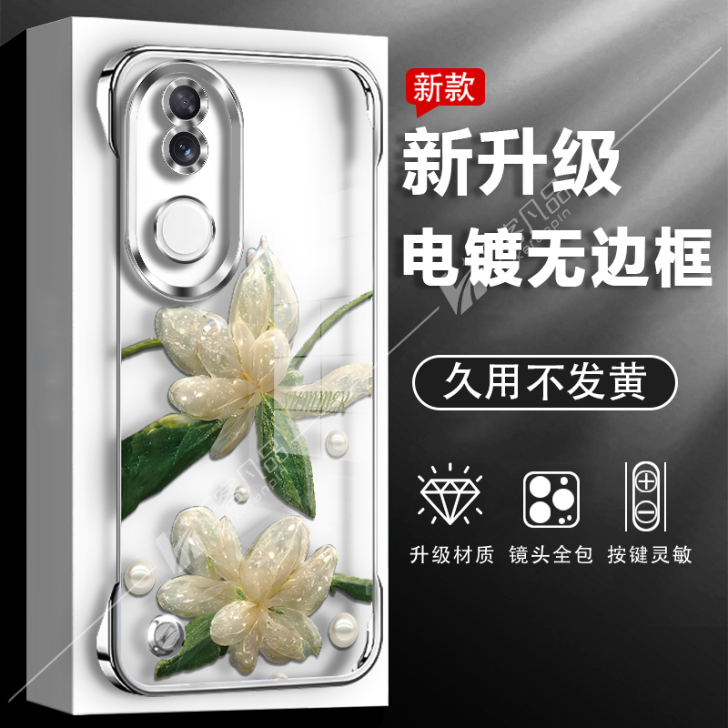 适用于vivoS20手机壳vivoS19手机套vivoS18电镀无边框vivos17水晶兰花S16简约S15折叠支架裸机感透明新款