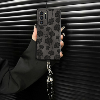 适用于OPPOFindN手机壳防摔软壳Findn2flip高级感新款分段式硅胶Findn3翻毛皮黑玫瑰全包裹简约折叠屏不顶膜