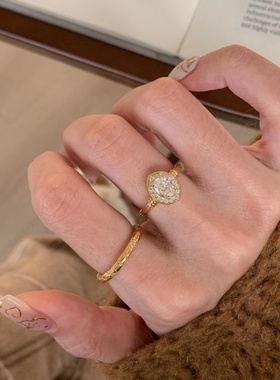 925镀银新款轻奢中古鸽子蛋戒指