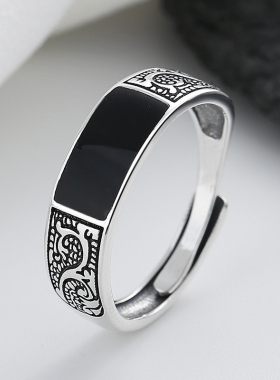 复古龙纹戒指潮ins个性开口指环