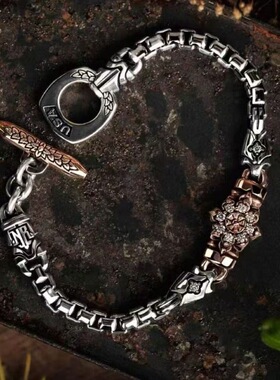 新款复古重工拼接手链个性手铐扣