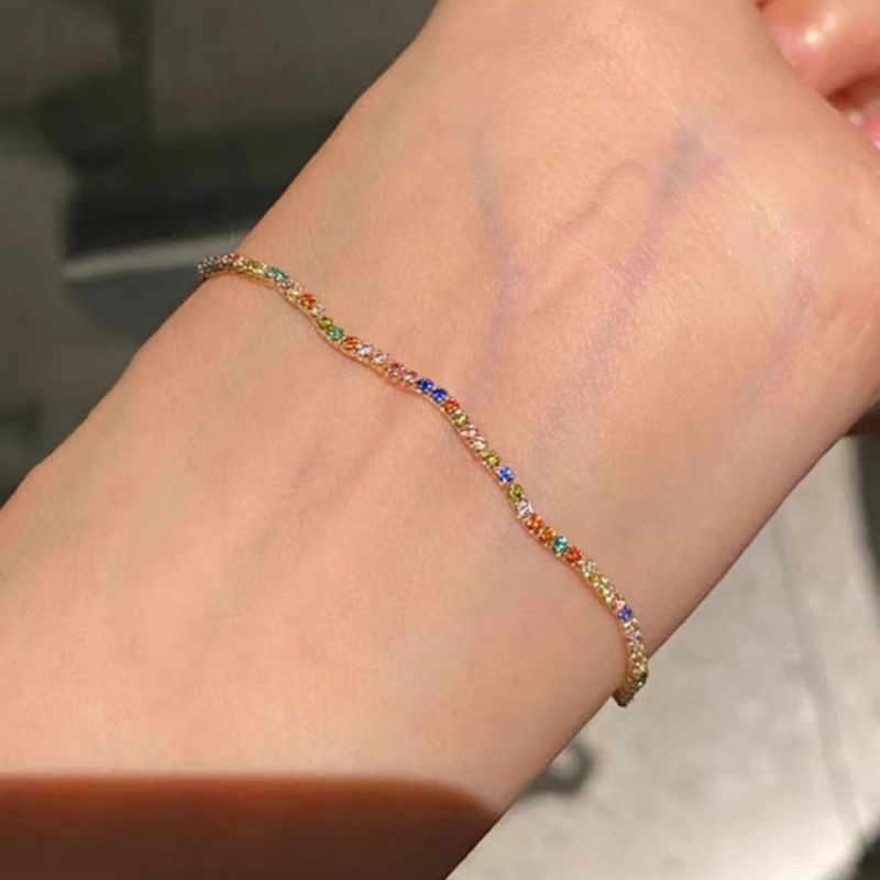 新款多巴胺彩色锆石可抽拉手链高