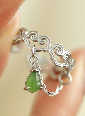 新款水滴链条祥云戒指女款高级感