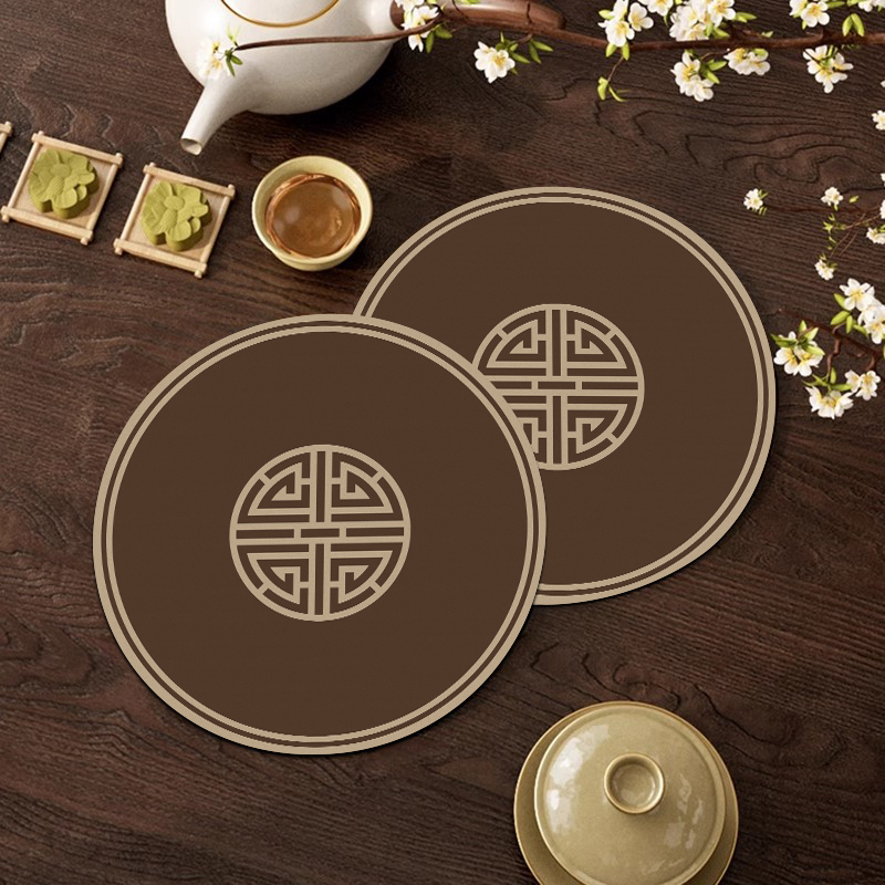 新中式圆桌垫防水防油免洗防烫