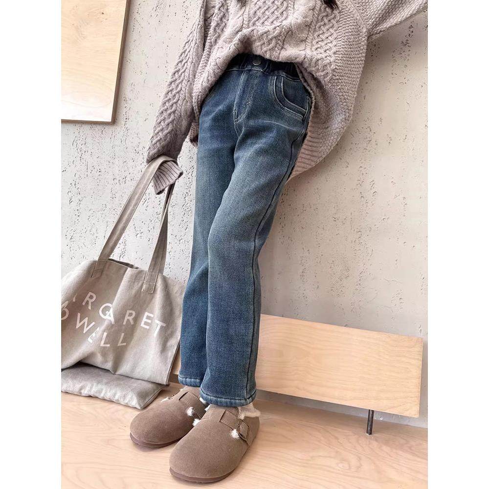 童装女童秋冬季新款韩版加绒裤子中大儿童洋气修身加厚牛仔烟管裤,童装/婴儿装/亲子装,儿童牛仔裤,淘宝优惠券,粉丝福利购,淘宝优惠卷