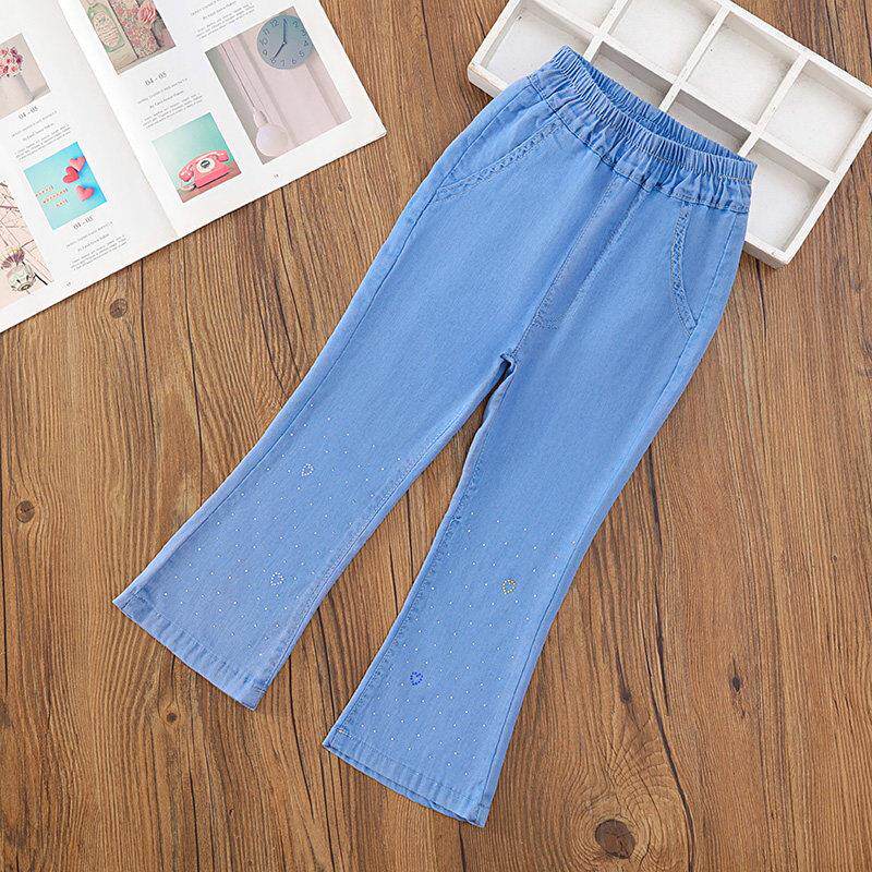 童装女童夏季薄款微喇叭牛仔冰丝裤洋气甜美中大童夏装儿童裤子潮