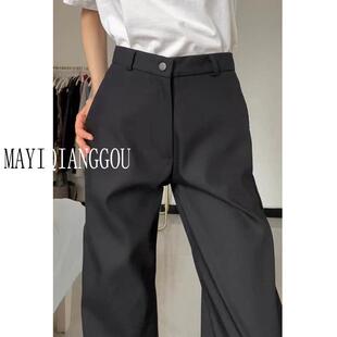 175高个子加长窄版阔腿裤女夏季高腰垂感显瘦休闲直筒西装堆堆裤