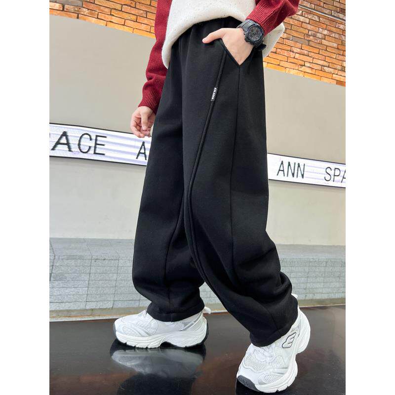 男童裤子2025新款中大儿童装春秋款直筒休闲运动男孩加绒加厚卫裤