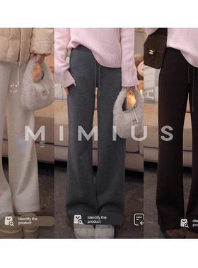 游鹿鹿 五色可选 非常厚绒加绒加厚高腰抽绳休闲裤女冬季保暖