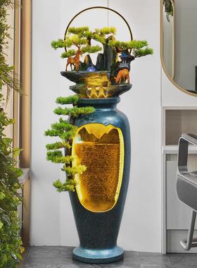 新中式大型落地客厅假山流水花瓶装饰摆件办公室新居乔迁开业礼品