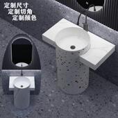 陶瓷立柱盆可定制岩板台面一体落地式 洗手台化妆室洗脸盆阳台户外