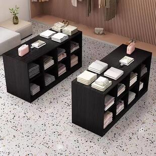 服装店中岛桌黑色双面格展示柜台女装店中间摆放陈列流水台展示桌