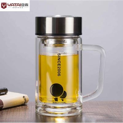 亚泰水晶贵族双层玻璃杯男女士高档水晶商务办公杯耐热水杯子茶杯