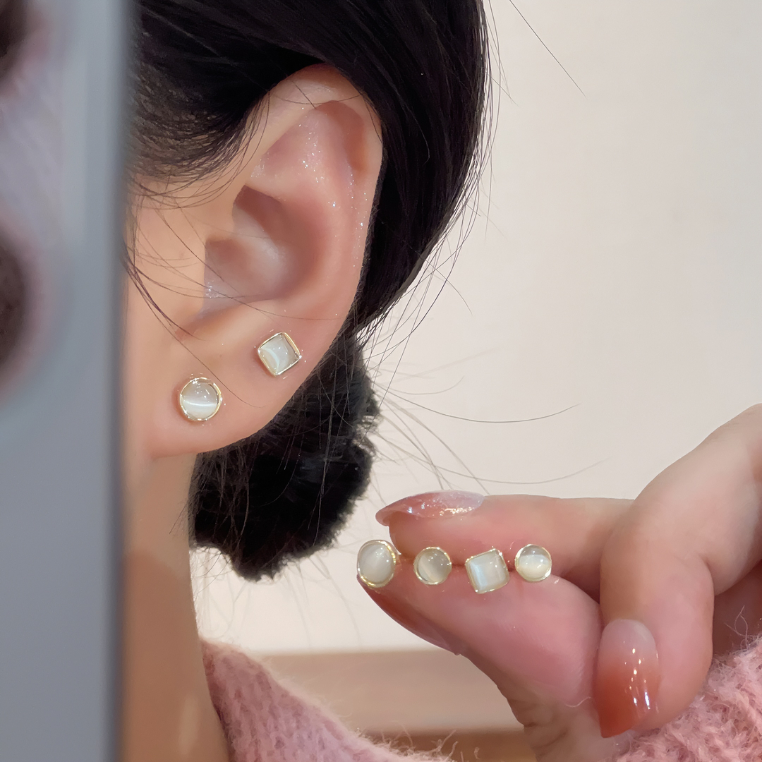 抖音同款恰度铜合金亚克力耳饰 【恰度】几何形状六件套耳钉A094