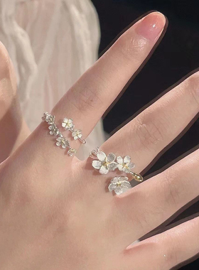 未晞饰品立体花朵戒指银色鸢尾花古风中世纪法式复古宫廷欧式手饰