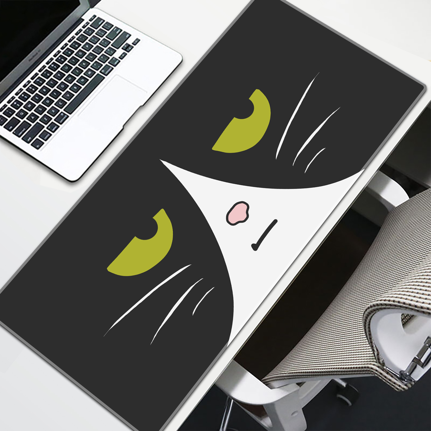 猫咪简约鼠标垫超大电竞风办公电脑桌垫桌垫顺滑键盘垫支持定制