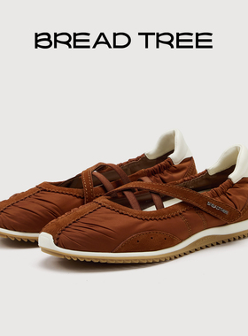 BREADTREE面包树 26年春季新款芭蕾风抽褶薄底玛丽珍交叉带单鞋