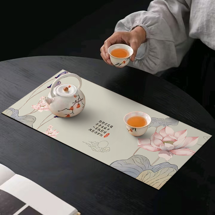硅藻泥中式茶旗桌布吸水速干新款长条桌旗垫子禅意茶几茶桌垫布