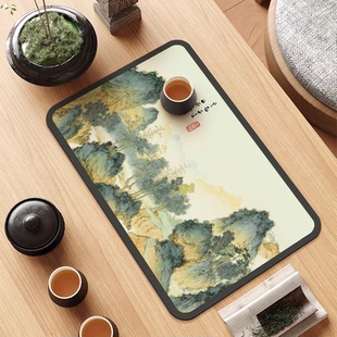 新中式硅藻泥茶席防烫茶旗茶布小号桌旗家用吸水隔热茶垫茶道零配