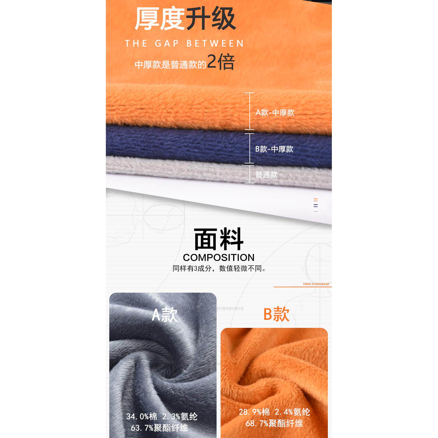 花雨伞男士保暖打底裤中厚加绒膝盖加厚纯色中腰单条裤秋裤冬季