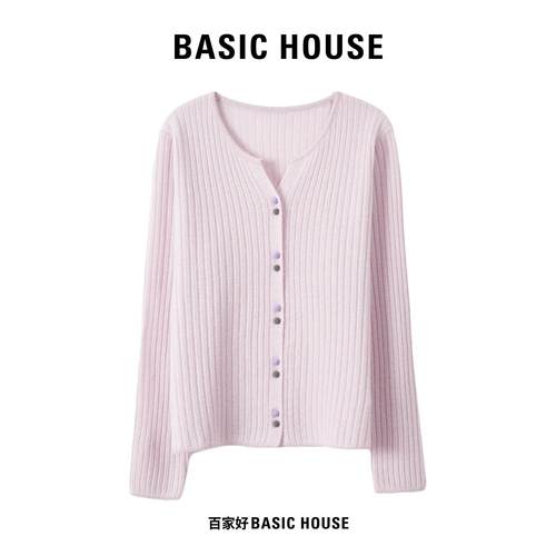 百家好针织衫女花纱纹理感设计感